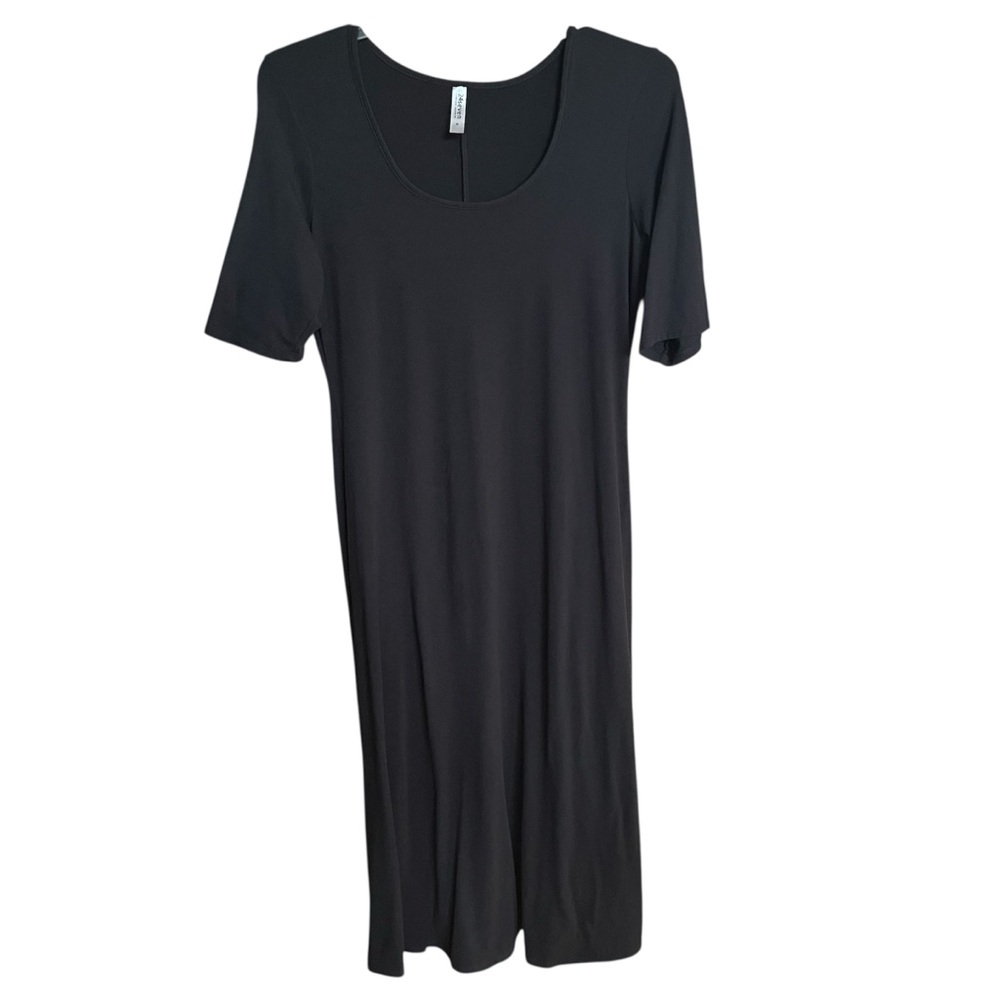 24seven Classic Black Maxi Dress Knit Short Sleeves Stretch Women’s Size 1X
